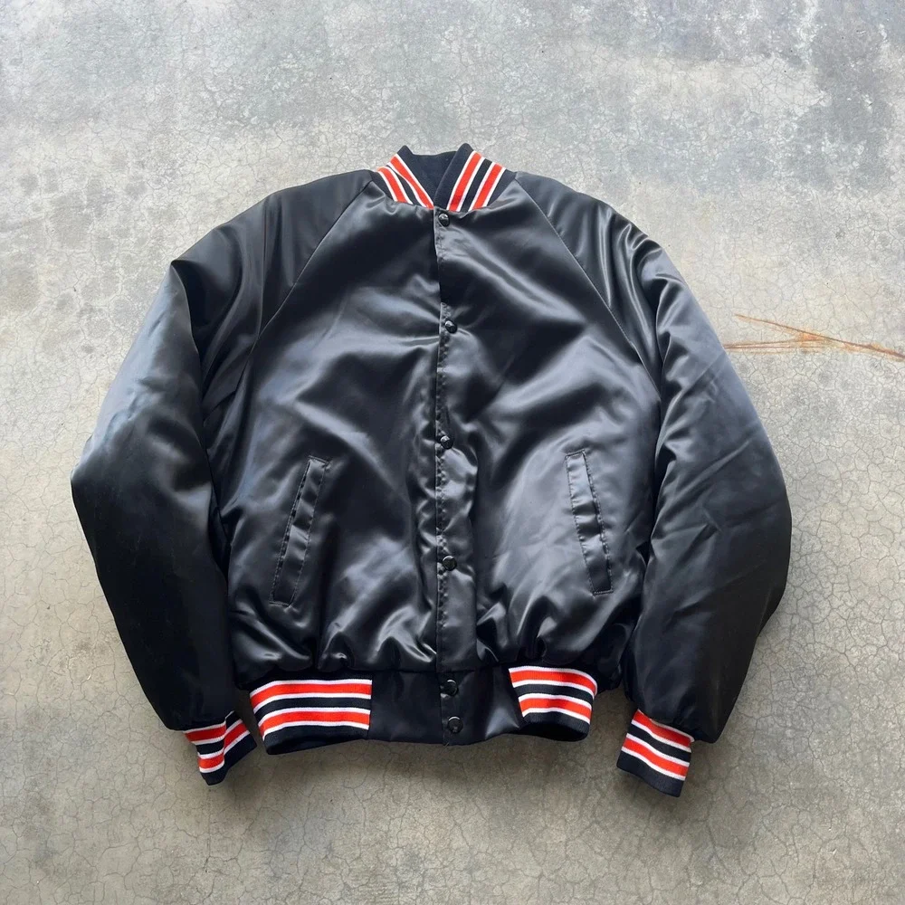 Vintage WestArk Idaho Falls Tigers Satin Varsity Jacket Mens Medium Black USA